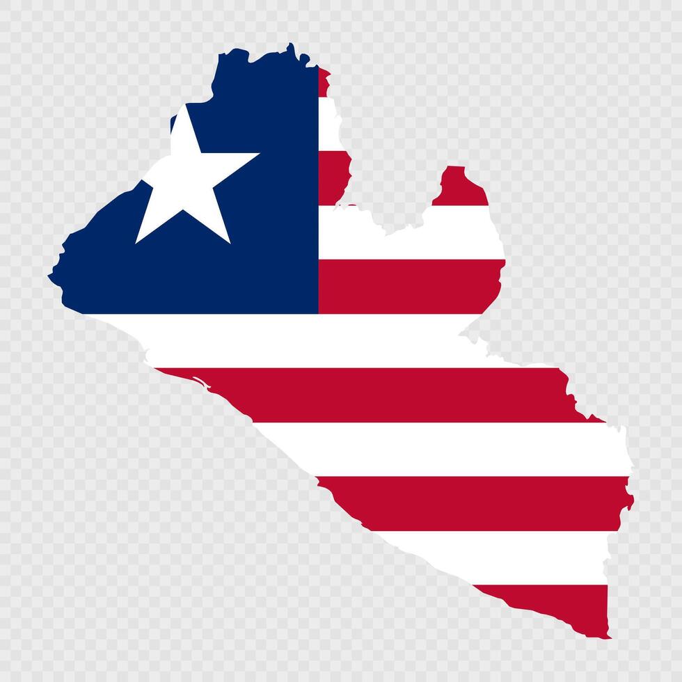 Liberia map silhouette with flag. vector