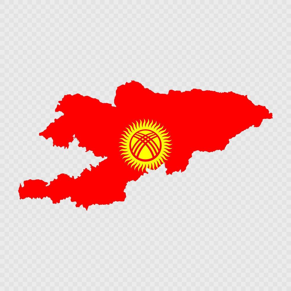 Kyrgyzstan map silhouette with flag. vector
