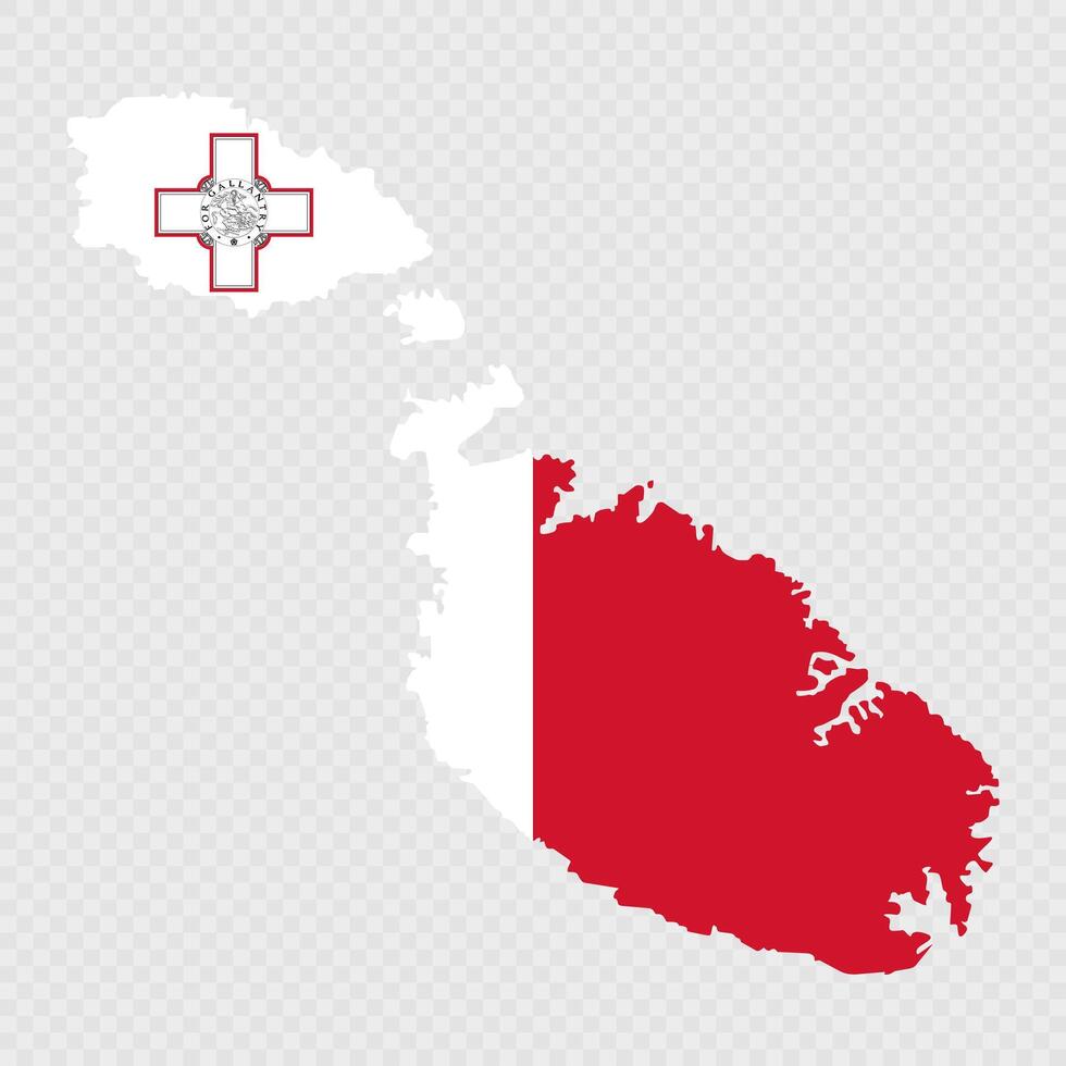 Malta map silhouette with flag. vector