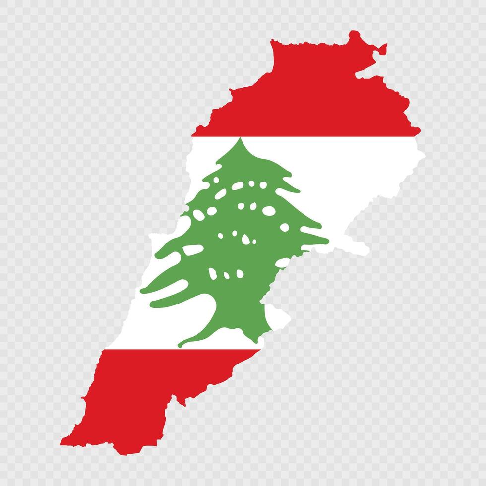 Lebanon map silhouette with flag. vector