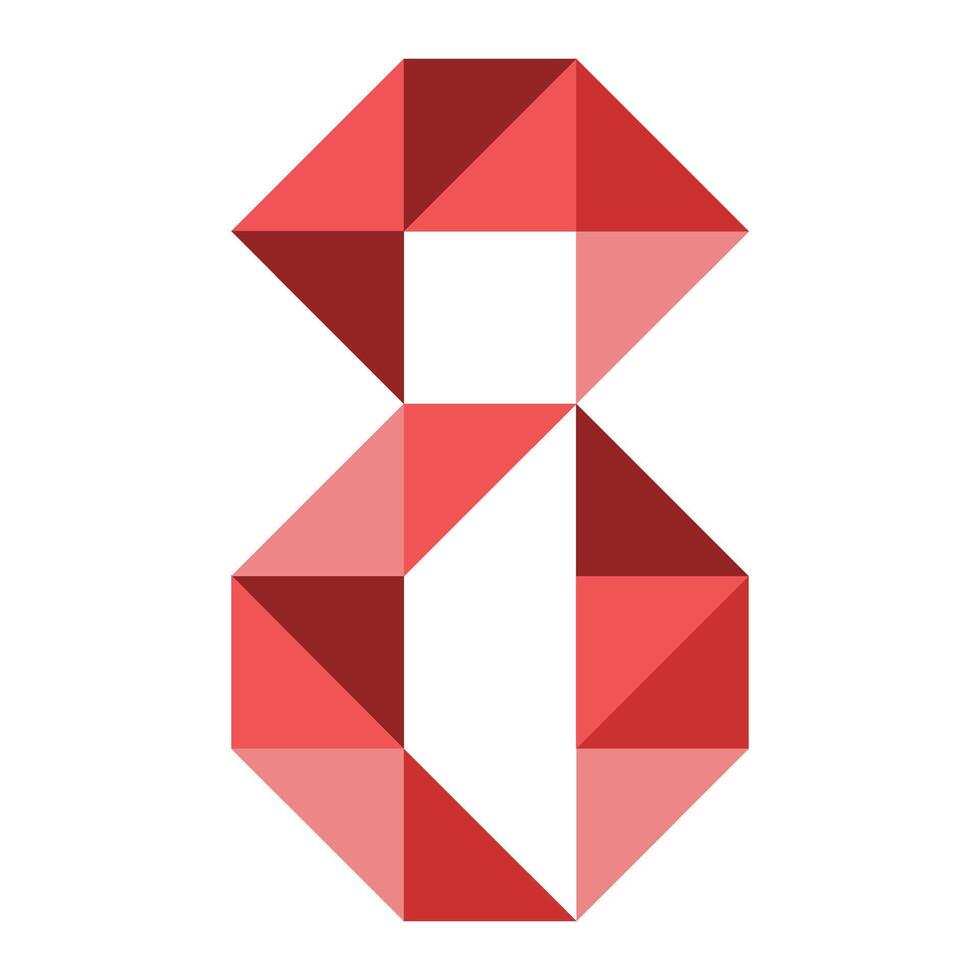 the number 8 is made up of red triangles vector
