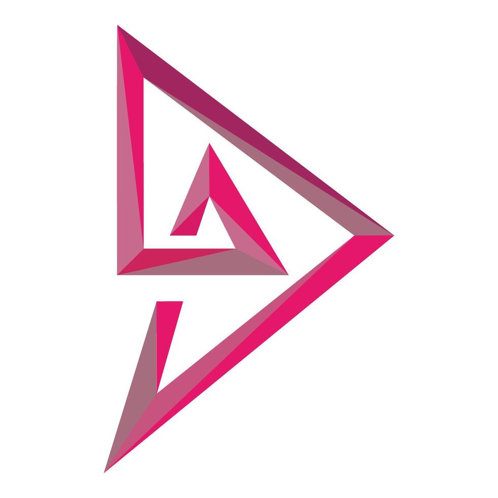 a pink triangle shaped logo with a white background vector