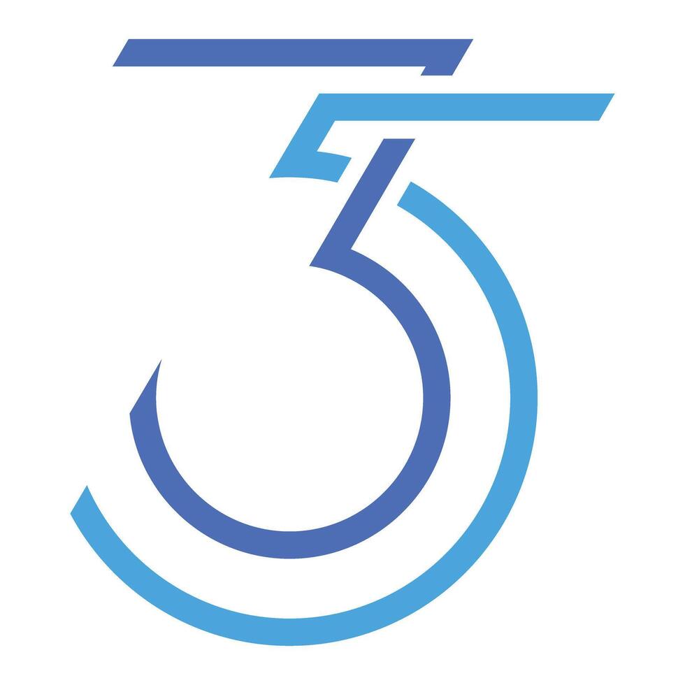 the number 35 is shown in blue and white vector