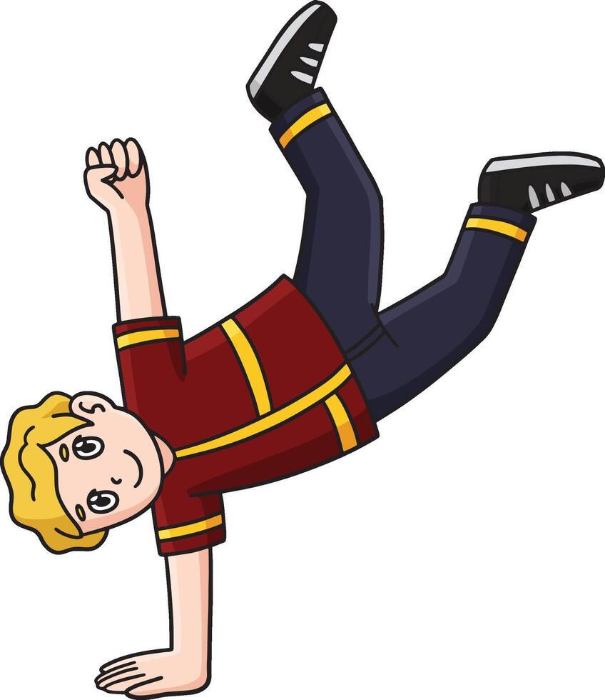 Breakdance B Boy with a One Hand Freeze Clipart vector
