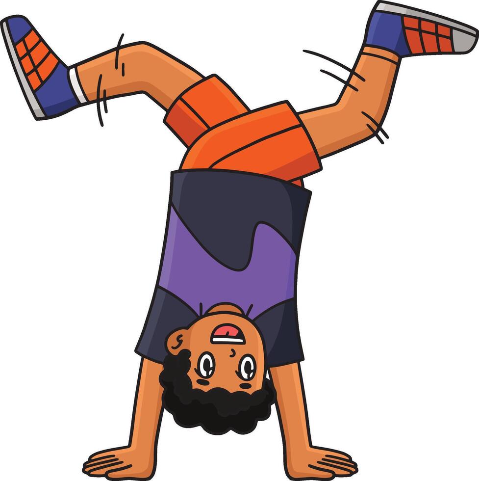 Breakdance B Boy Hand Stand Scissor Kick Clipart vector