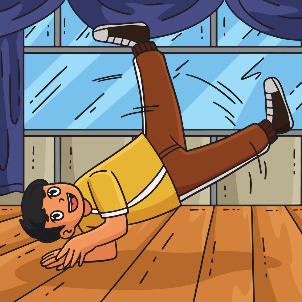 Breakdance B Boy Performing a Windmill Colored vector