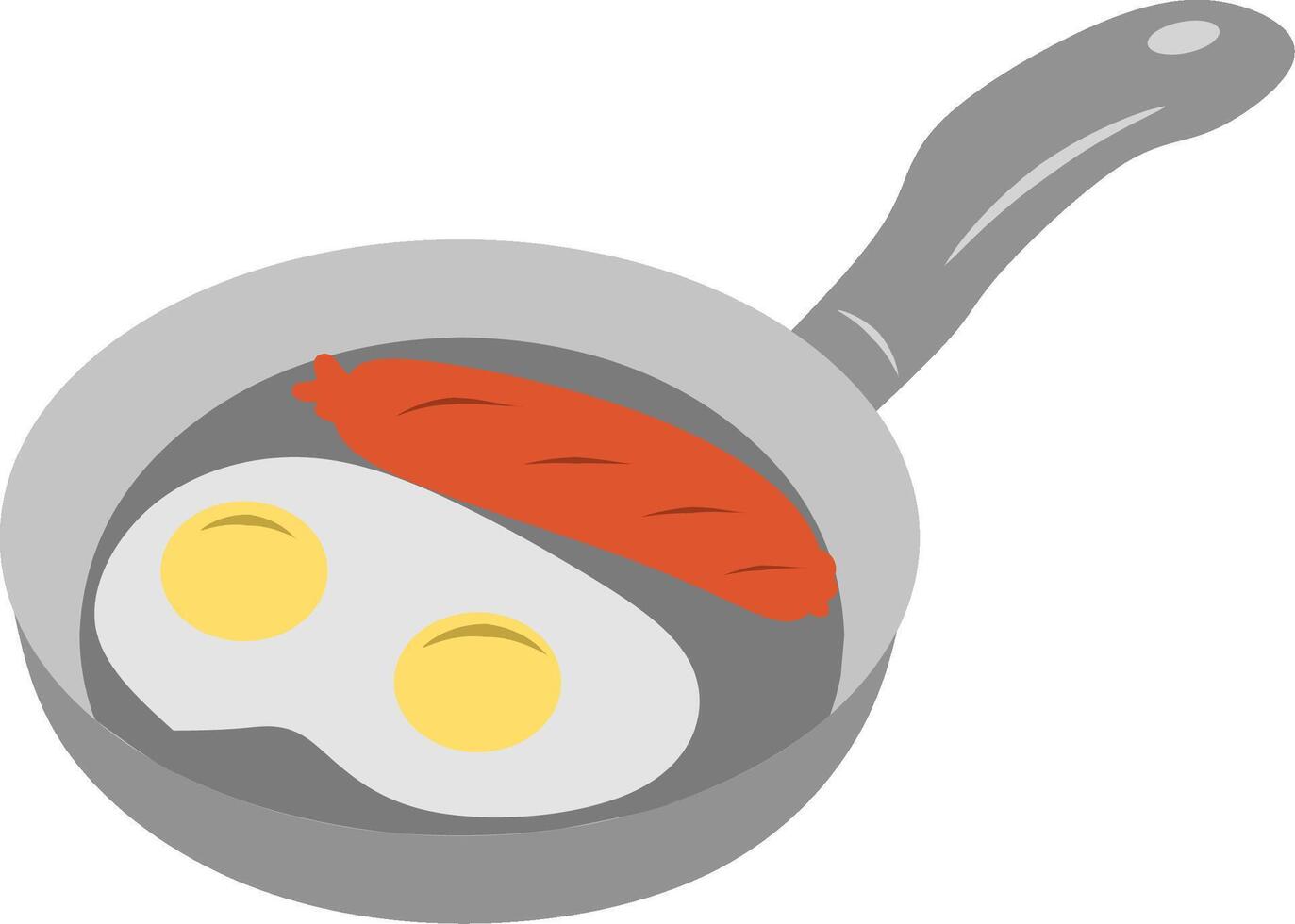 Eggs and sausages in a frying pan clipart drawing vector
