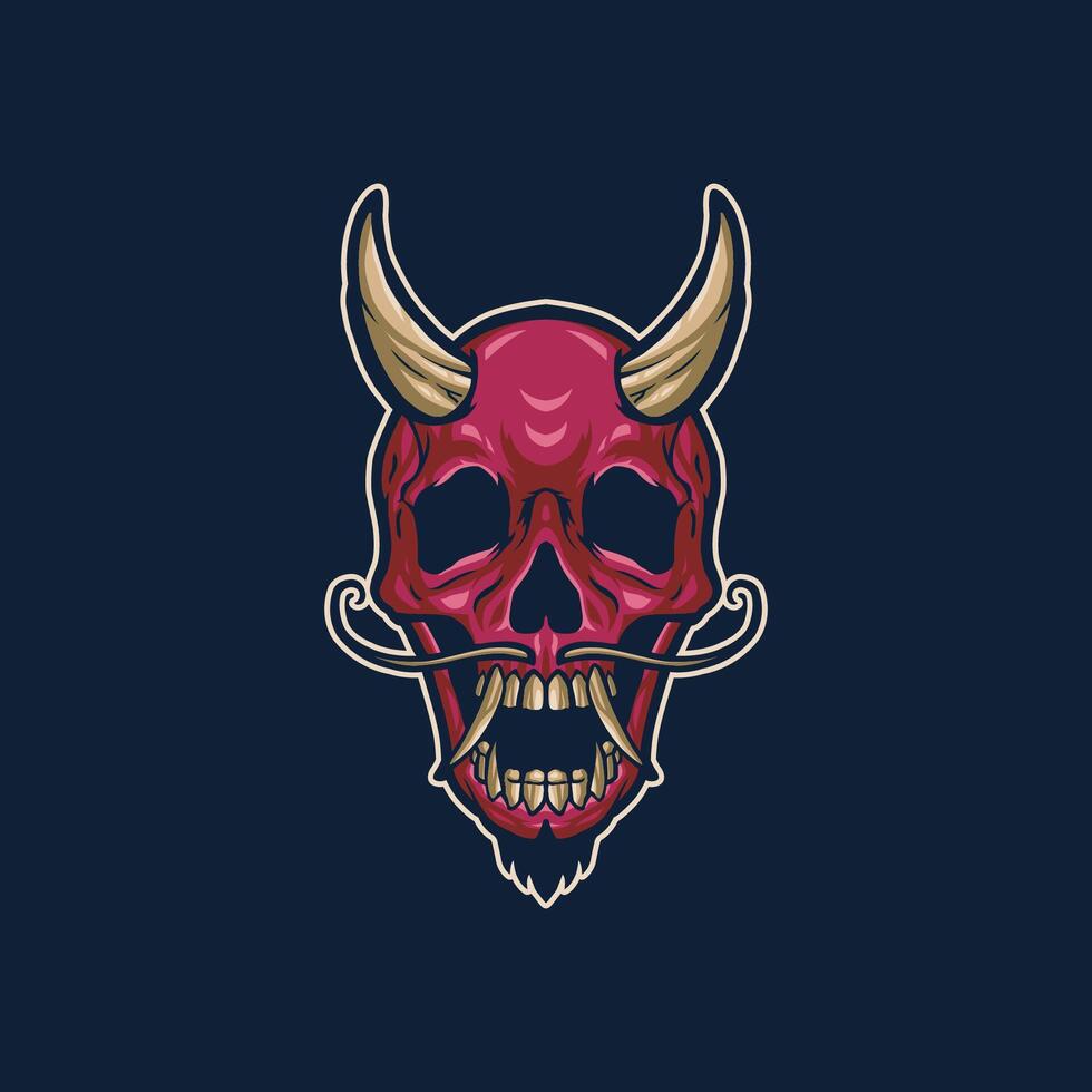 Demon Skull with Horns and Beard vector
