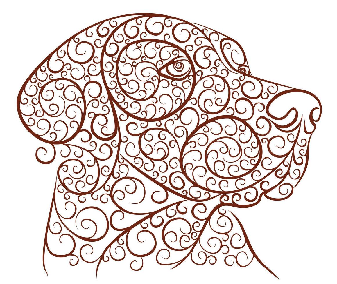 A sketch of the head of dog with patterns. vector