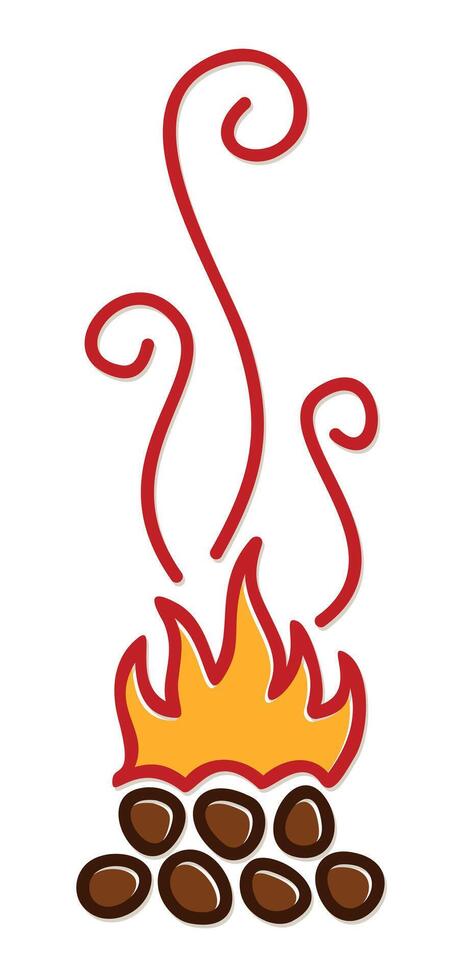 The symbol of a burning flame with firewood. vector