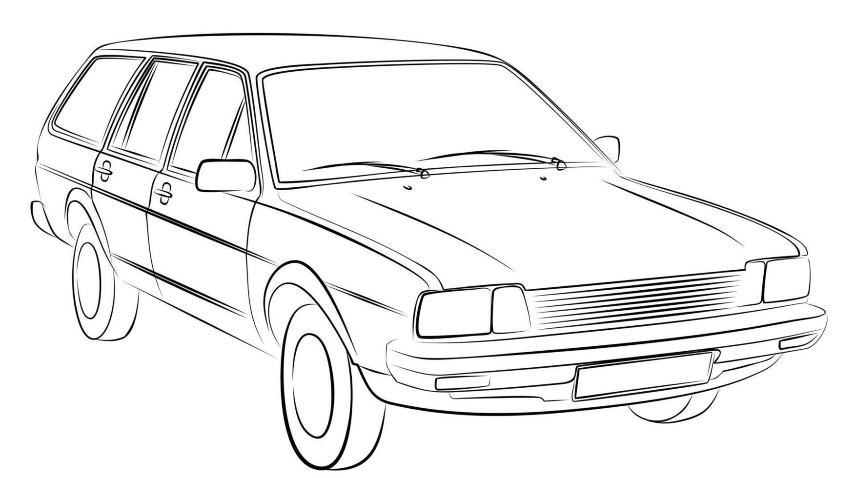 The sketch of a old passenger car. vector