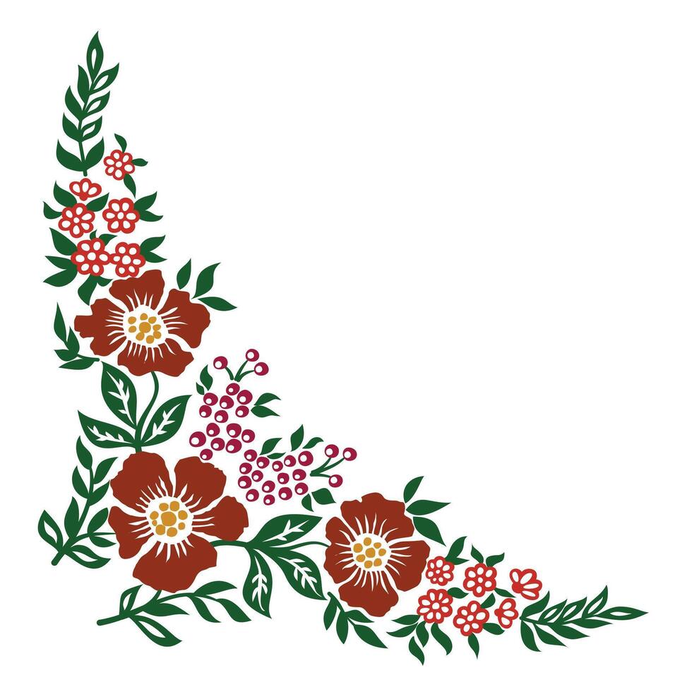 The frame with flowering plant and berries. vector