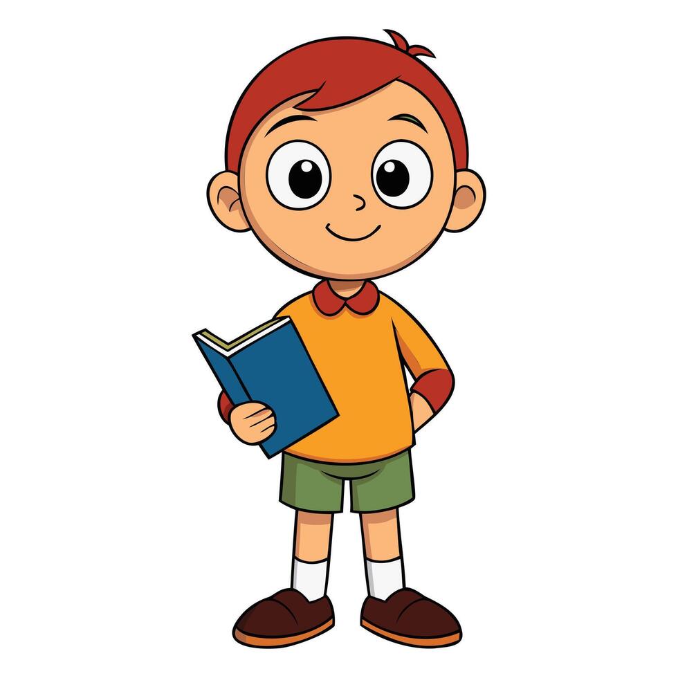 Cartoon Boy with Books, Learning and Studying Illustration vector