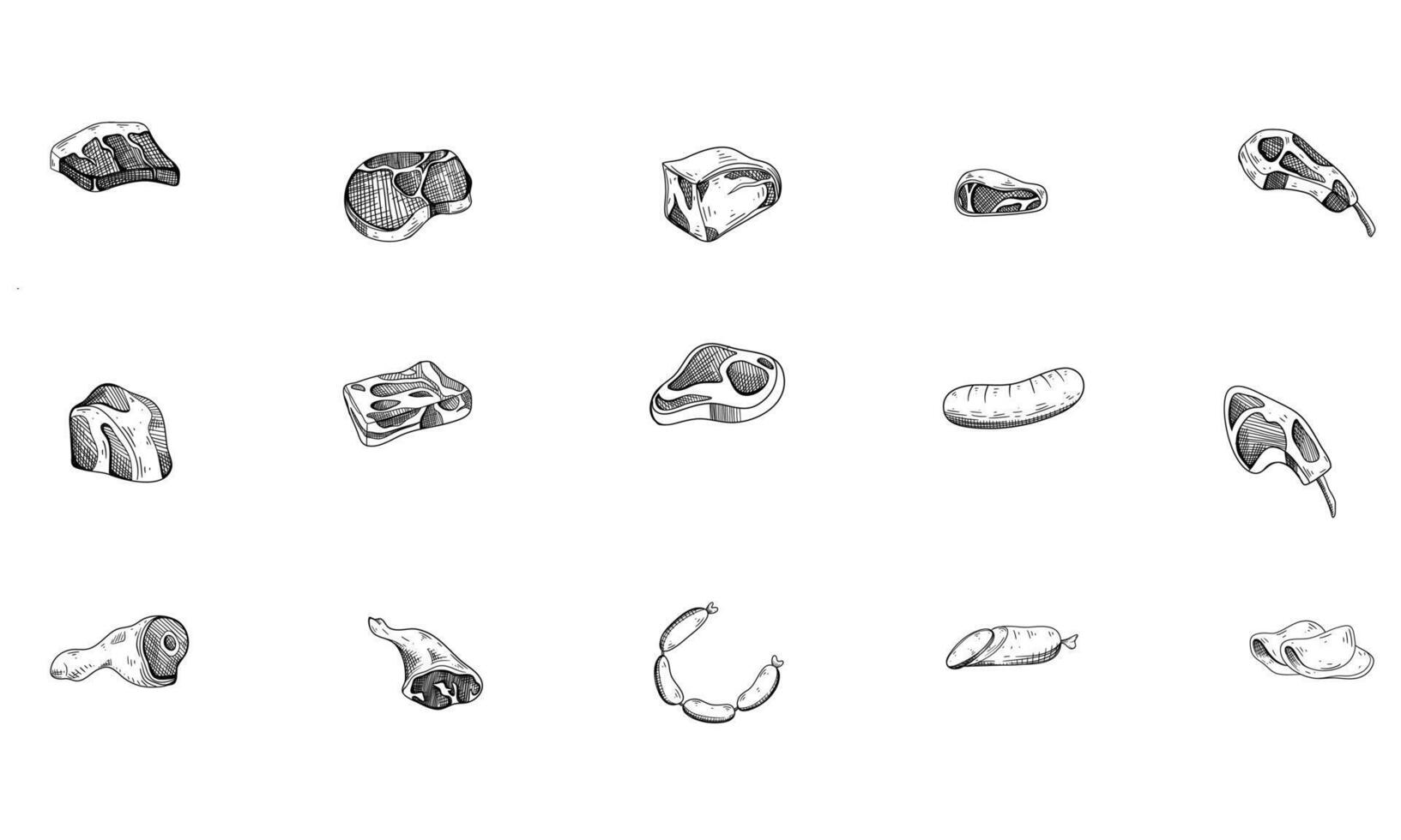 meat product handdrawn collection vector