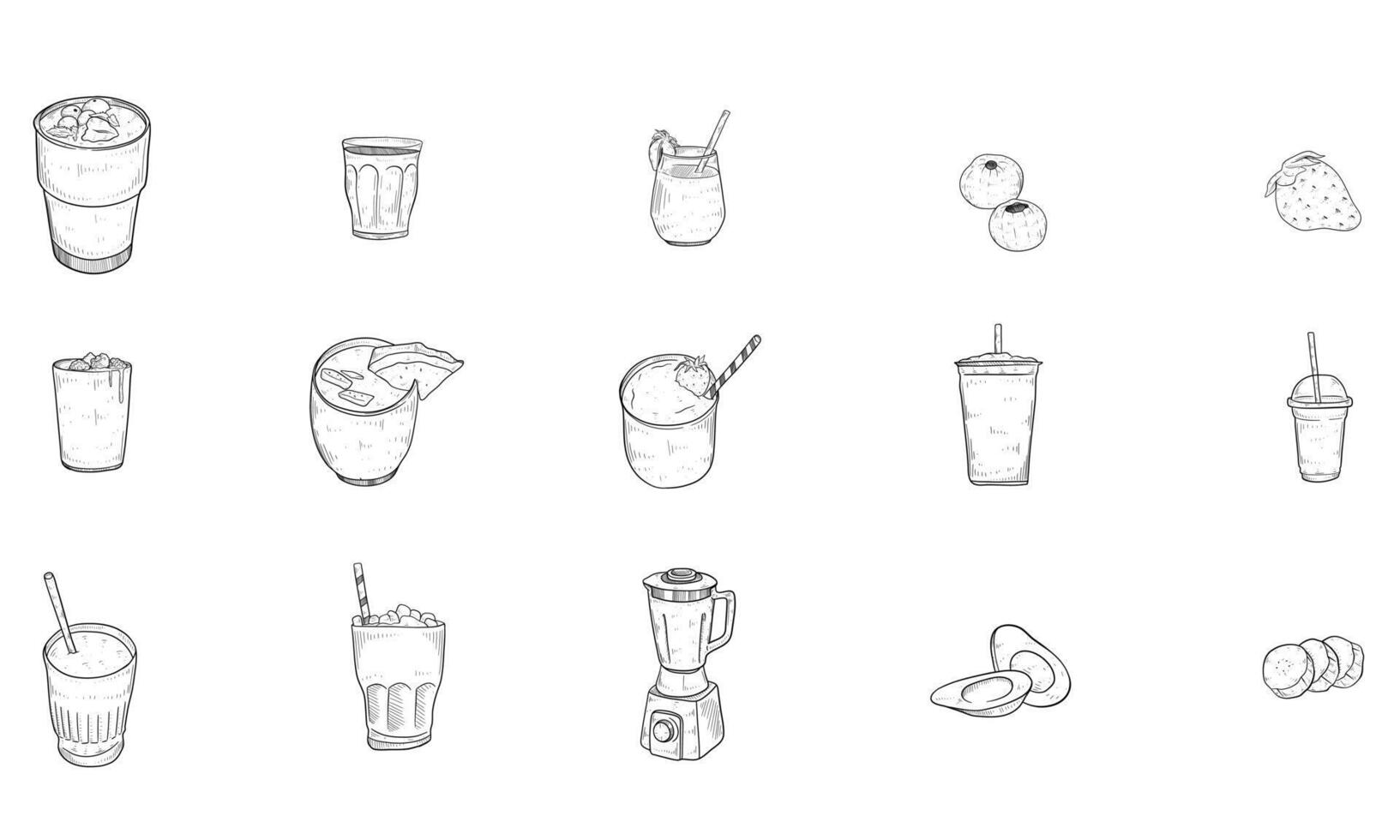 smoothie handdrawn collection vector