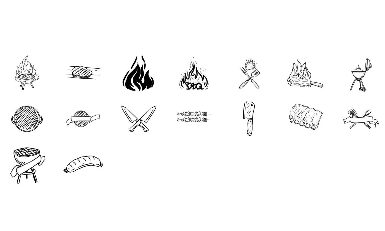 barbecue handdrawn collection vector