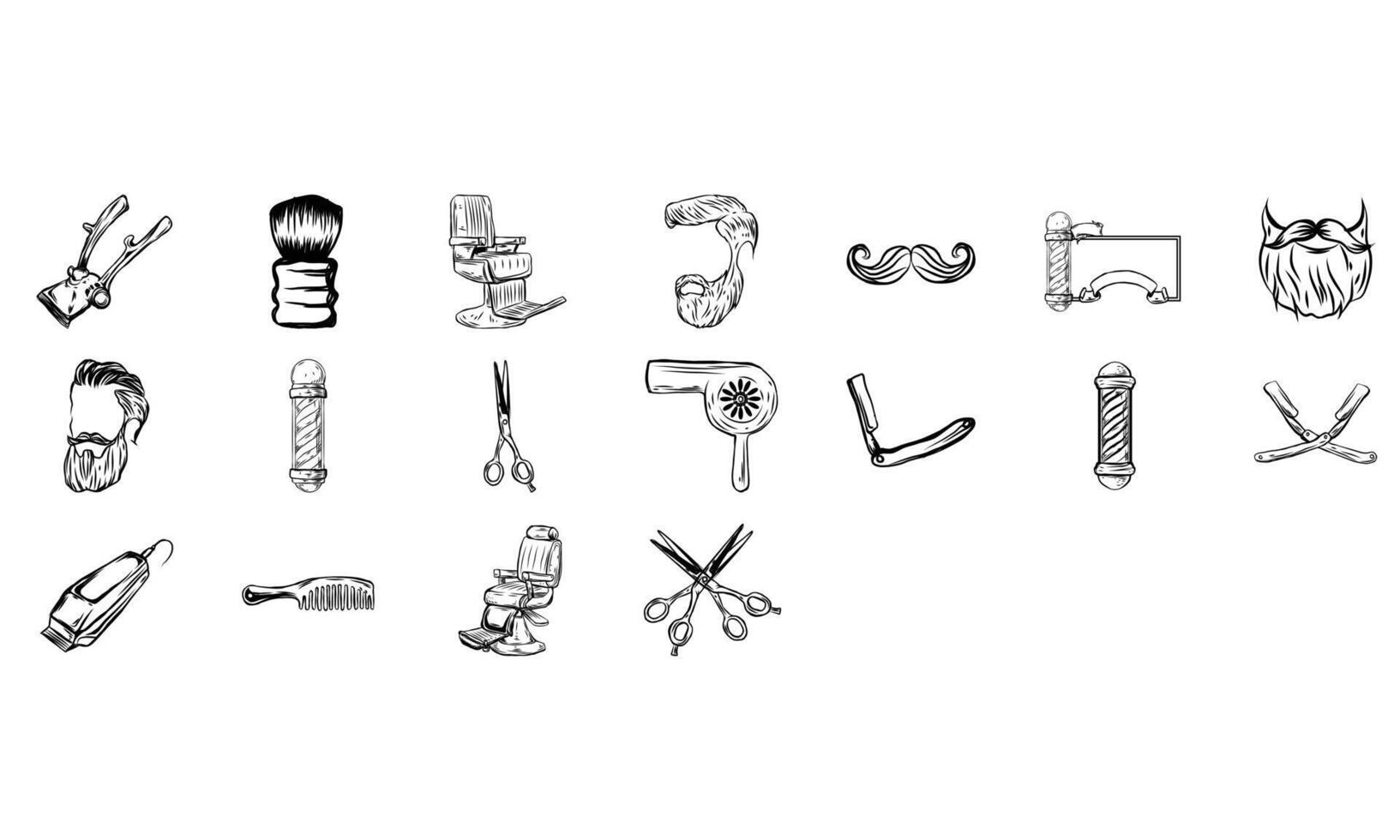 barbershop handdrawn collection vector