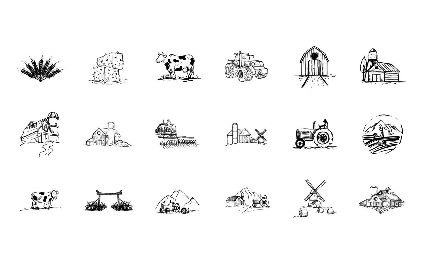 farm handdrawn collection vector