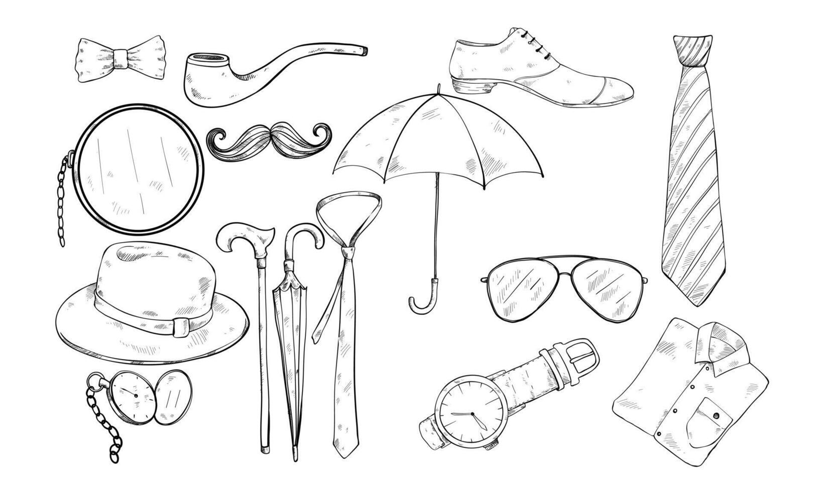 gentleman accessories handdrawn collection vector