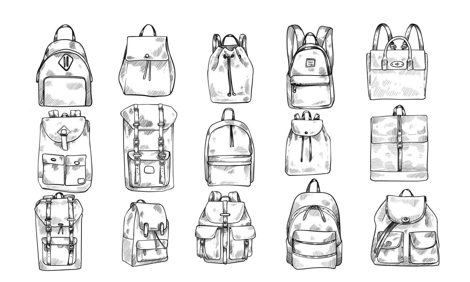 backpack handdrawn collection vector