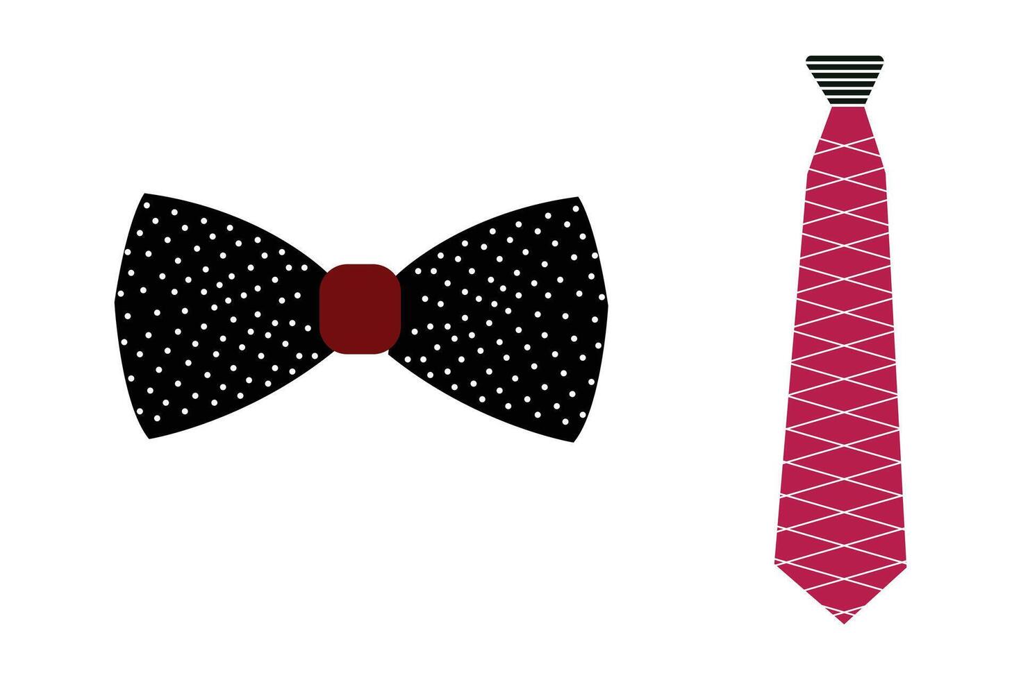 Bow tie and tie icon design. Necktie icon design on white background. Necktie fashion concept. Illustration of greeting card, sticker, icon design. vector