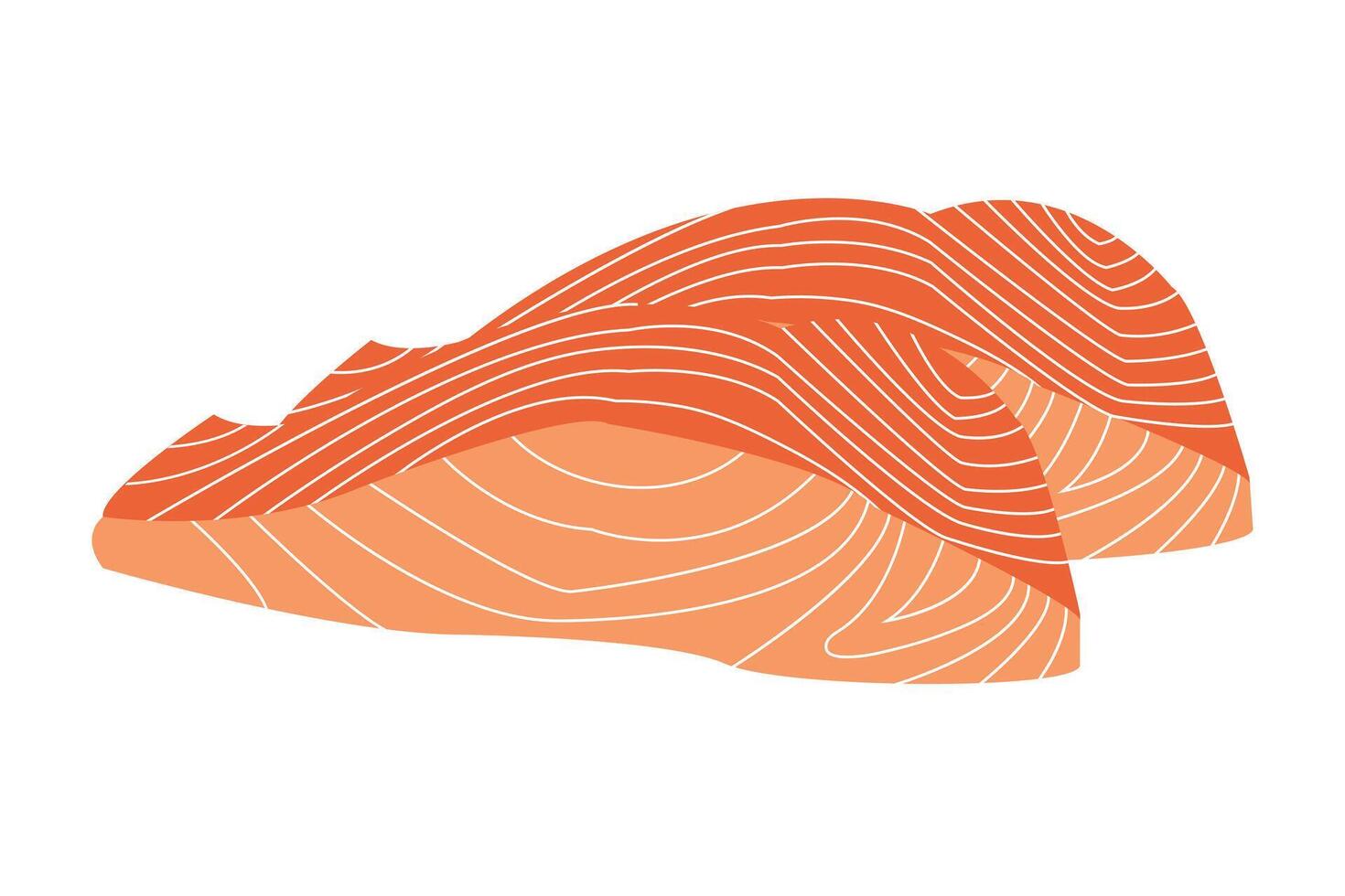 Salmon fish isolated on white background. Seafood icon. Salmon fish and sliced of salmon fillet steak illustration. vector