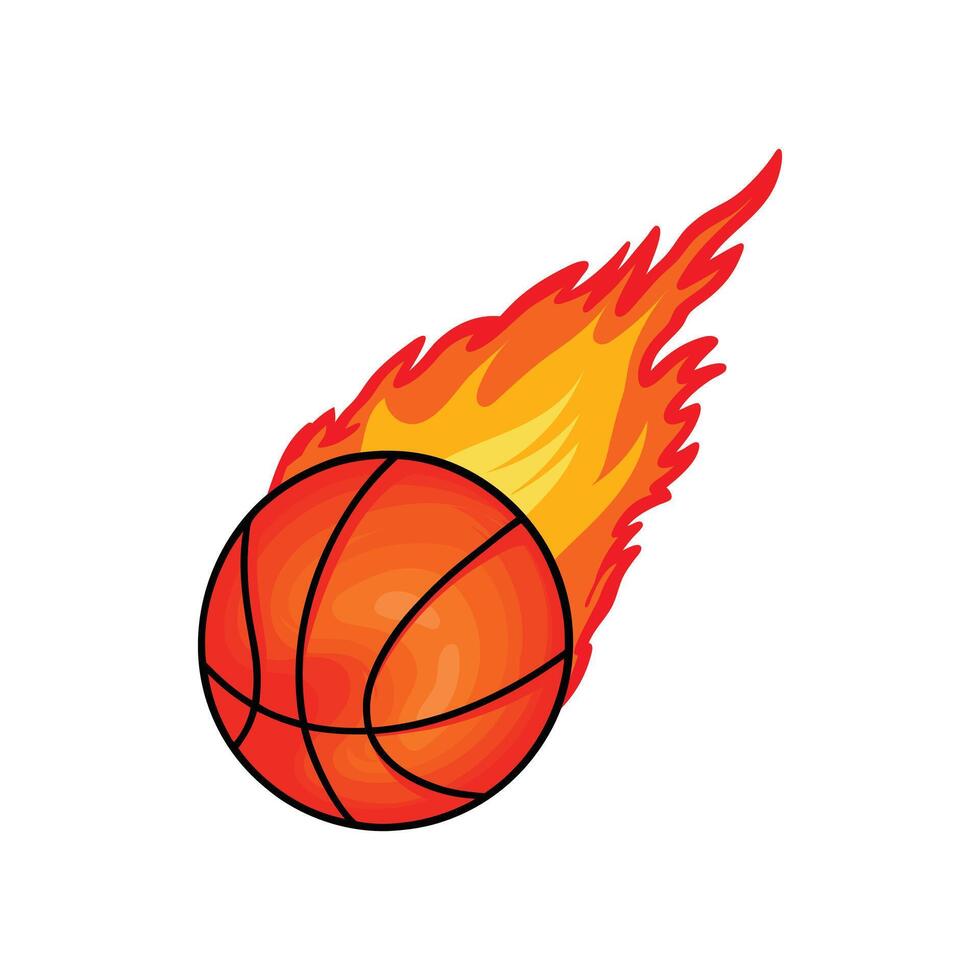 Basketball going with fire illutration design vector