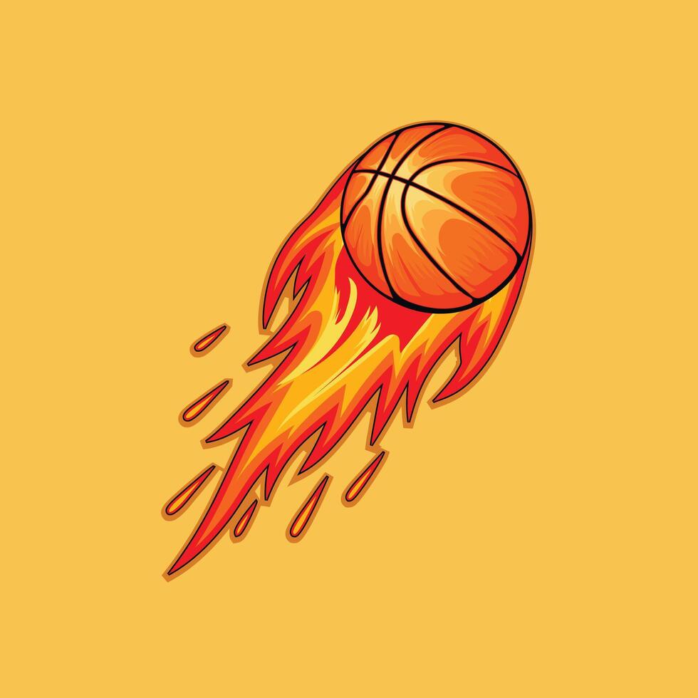Basketball with fire speed effect design vector
