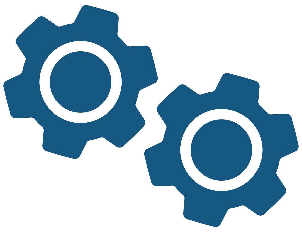 Blue gear icon flat design isolated on white background. vector