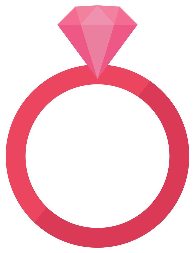 Pink diamond ring icon in flat style isolated on white background. vector