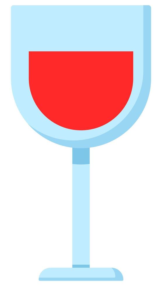 Red wine glass flat icon isolated on white background. vector