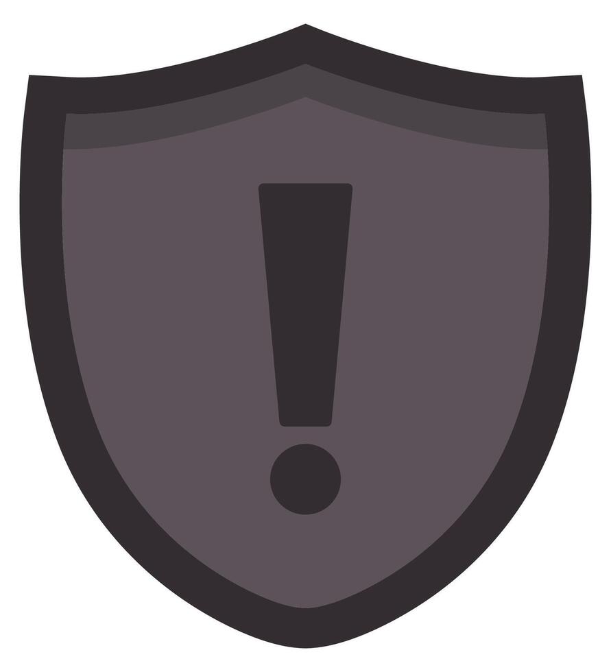 Flat icon of security shield with exclamation point isolated on white background. vector