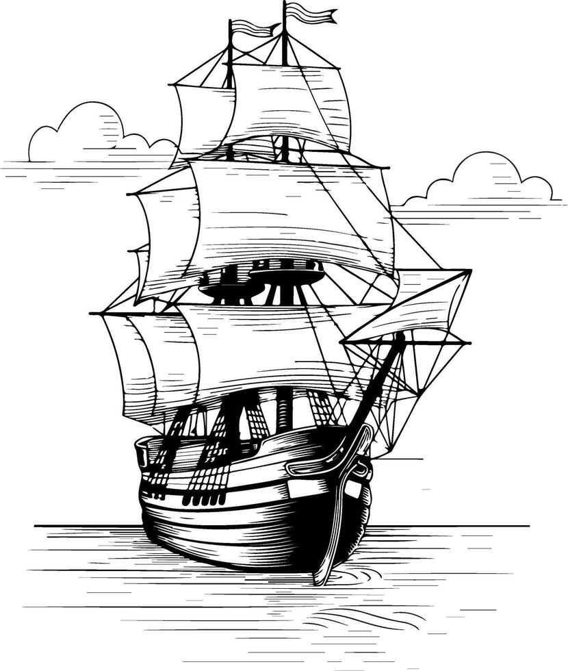 ship sketch art vector
