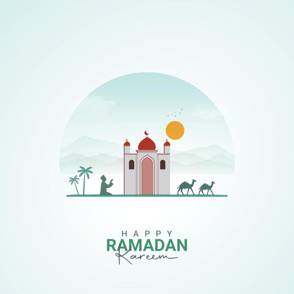 Ramadan kareem Greetings and Festivities with Traditional post design vector