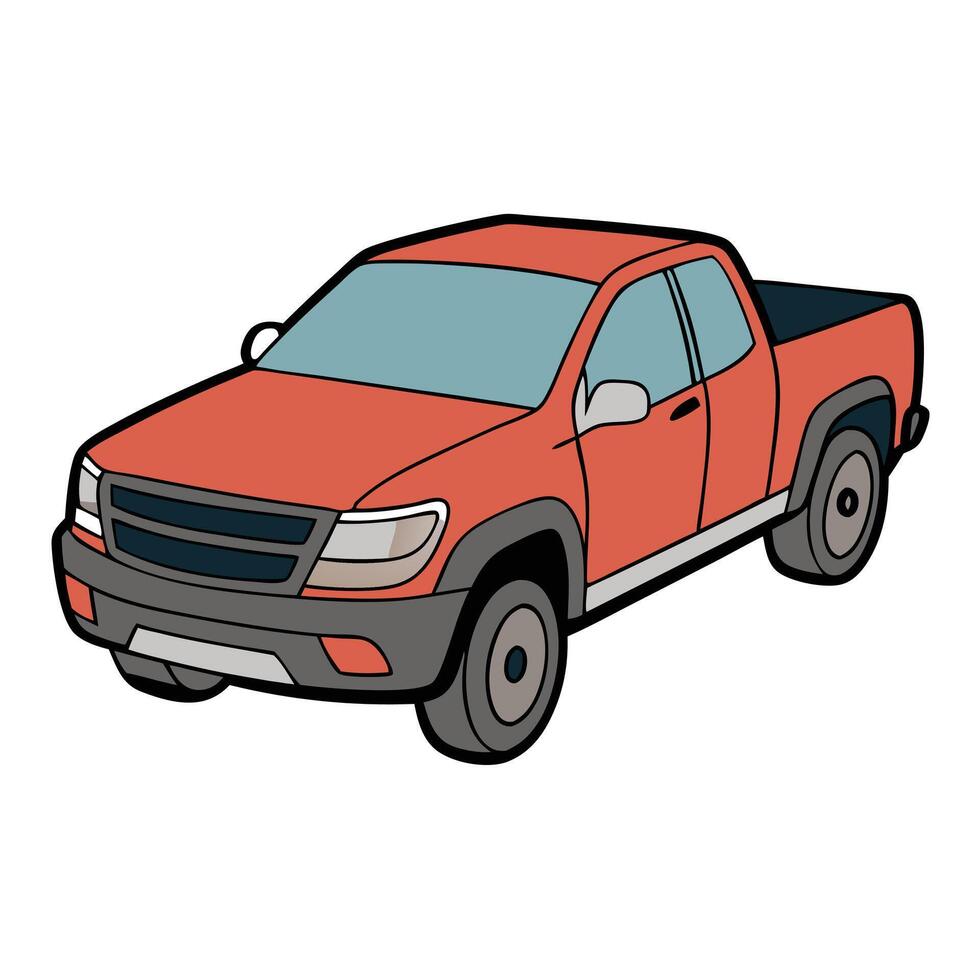 A red pickup truck on a white background vector