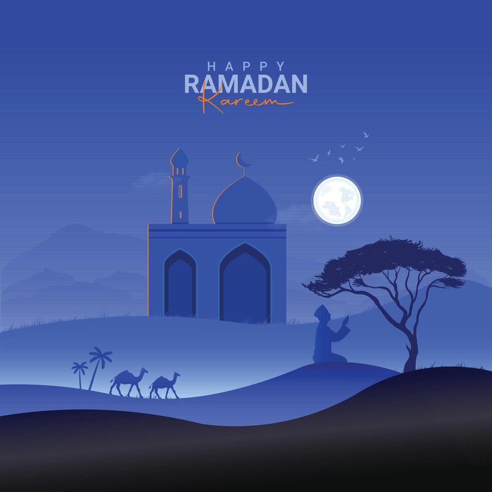 Ramadan Kareem. Islamic Ramadan Prayers and Spiritual Reflection during Holy Month post design vector