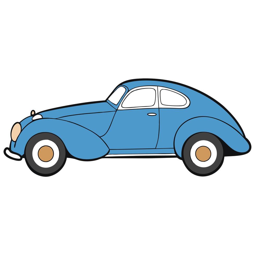 A cartoon blue car on a white background vector