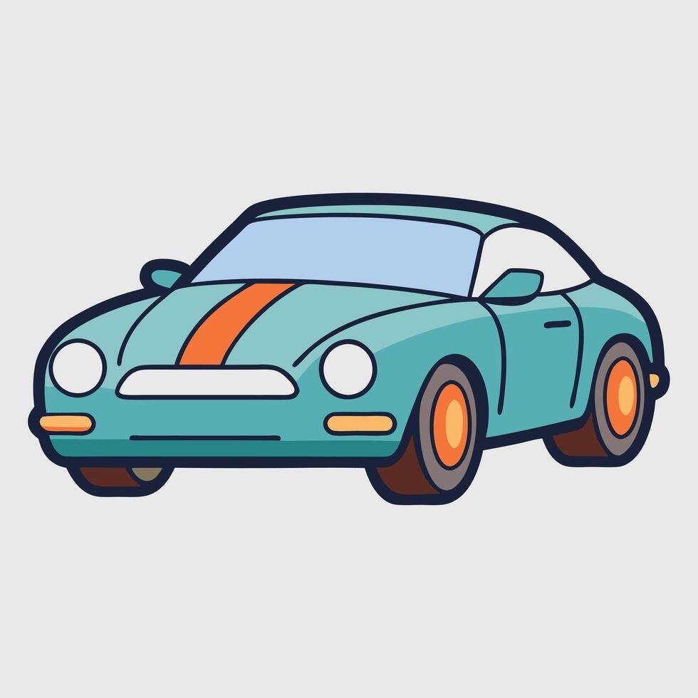 A cartoon car with orange stripes on the side vector