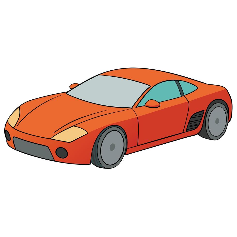 An orange sports car on a white background vector