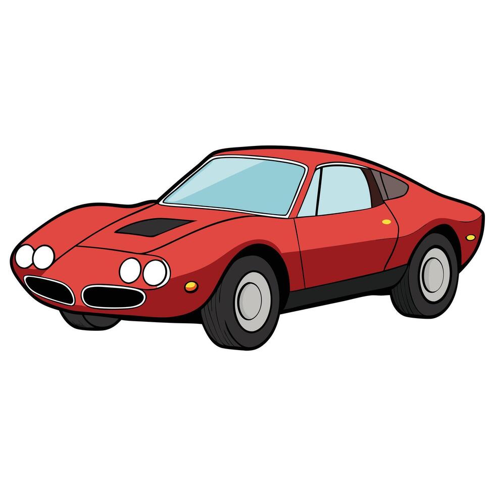 A cartoon red sports car on a white background vector