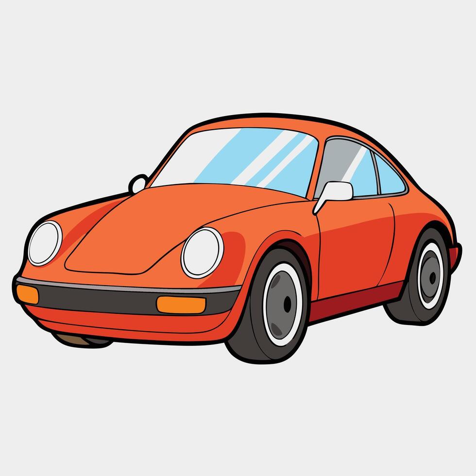 An orange porsche car on a white background vector