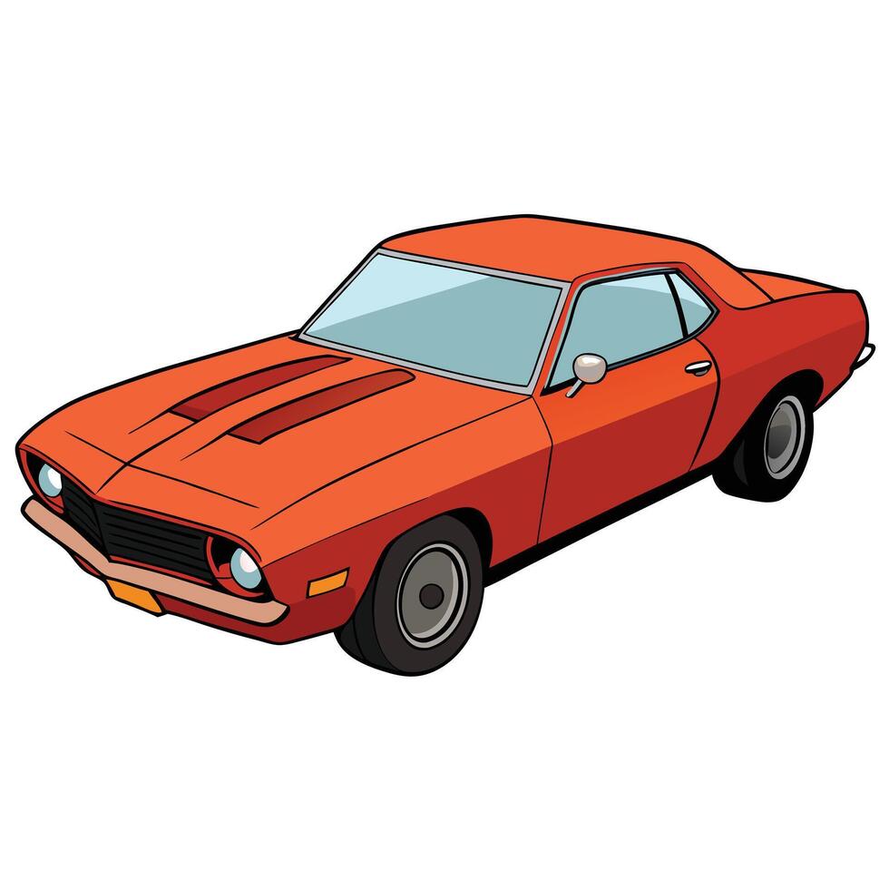 An orange muscle car on a white background vector