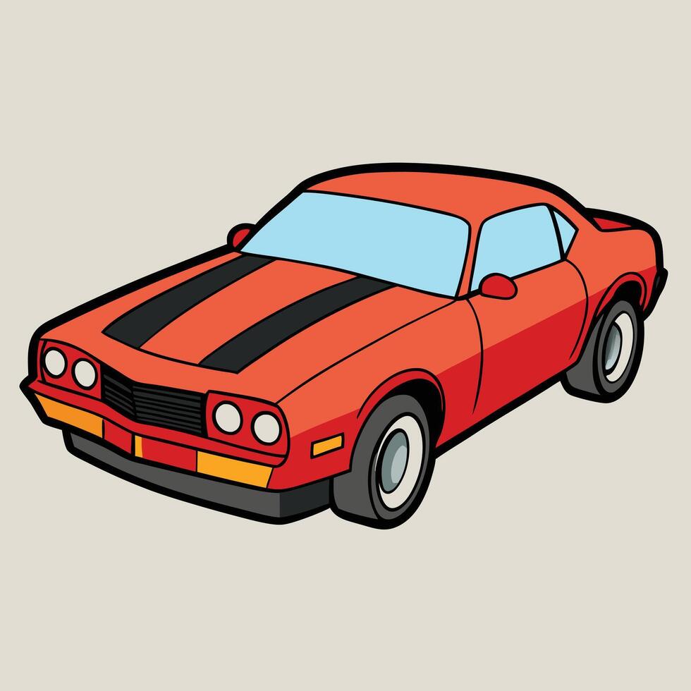 A cartoon car with a black stripe on the hood vector