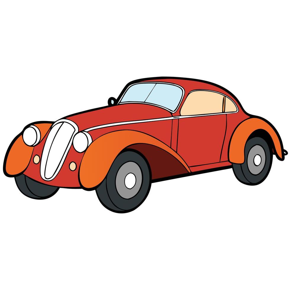 An old car on a white background vector