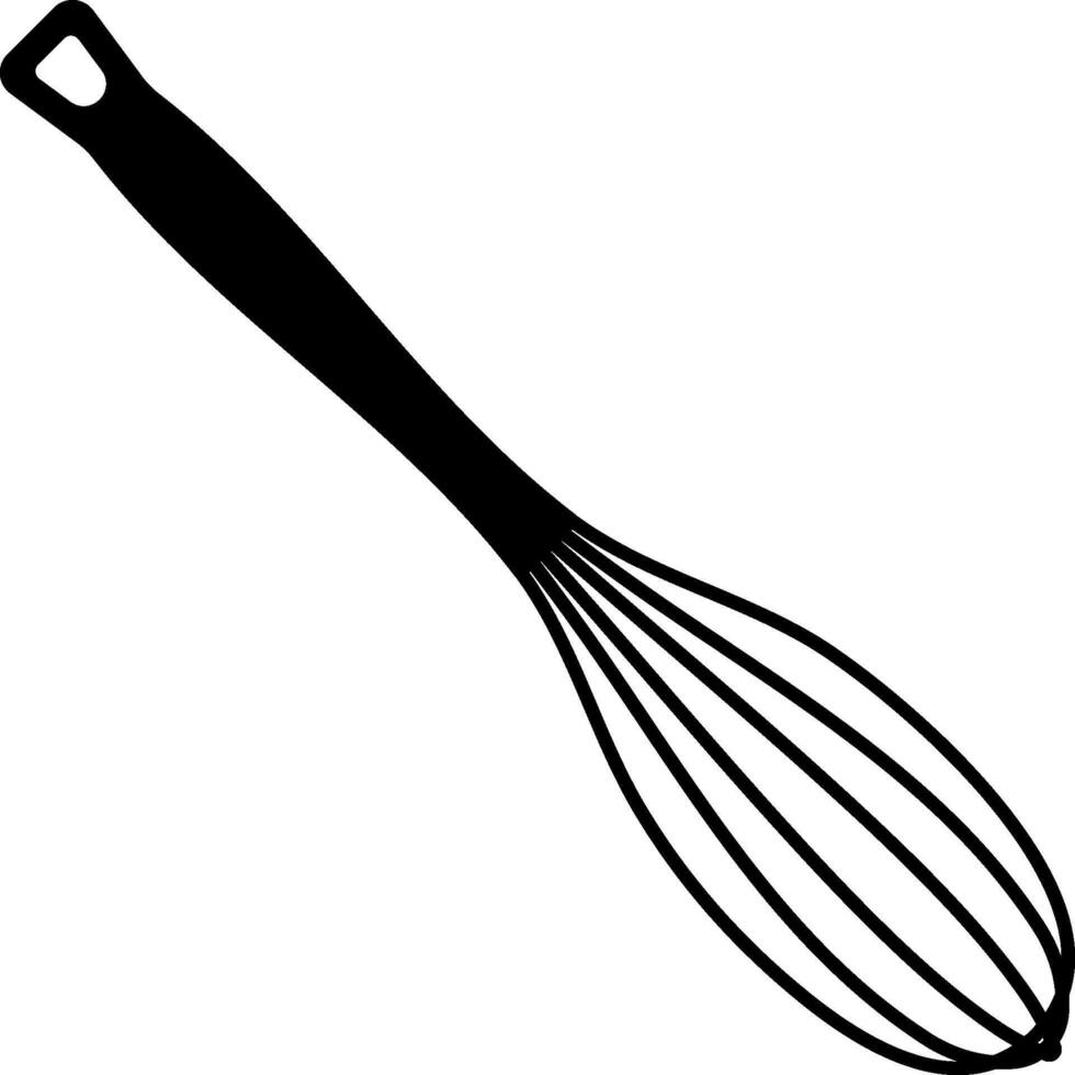 black silhouette of a kitchen whisk without background vector