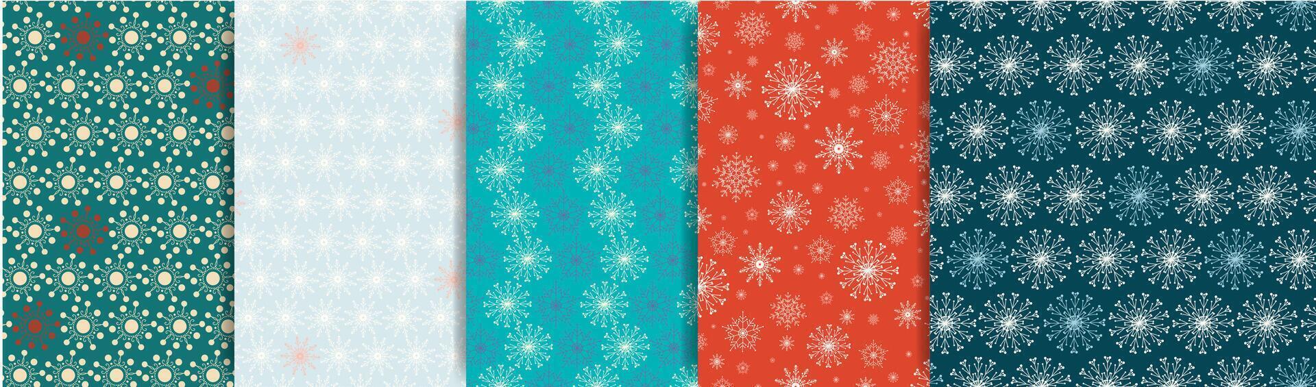 Christmas snowflake seamless pattern collection. Pixel perfect xmas pattern. Snowflake background vector