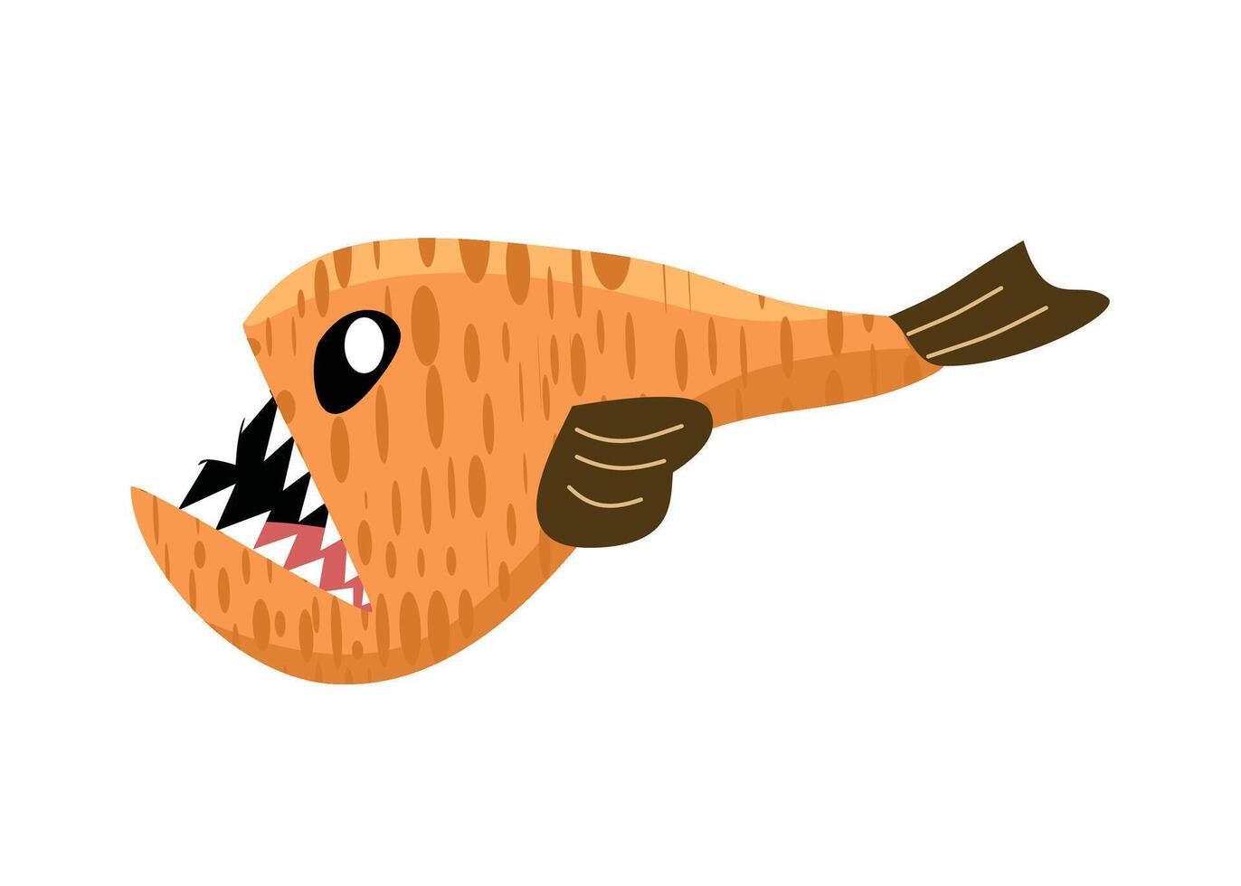 Orange fish. Deep sea creatures. Aquatic demons. Marine monsters. Nautical fiends. Ocean fiends. Sea demons. Seafaring devils. vector