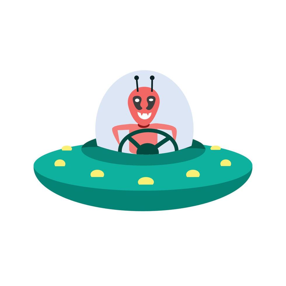 Criket alien. Ufo with alien spaceship. Invasion. Monster alien. Space creatures. vector