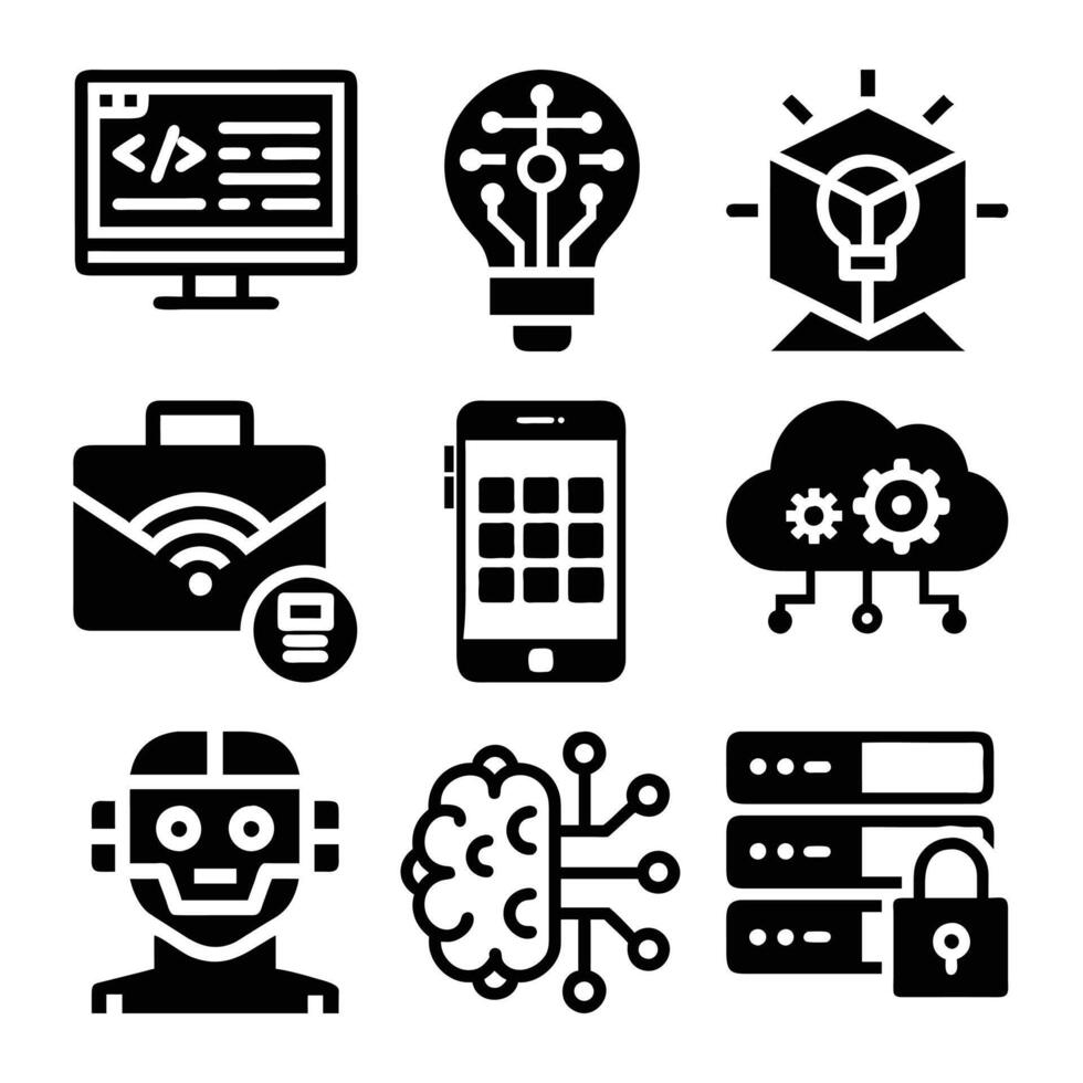 Set of Technology and Innovation Icons . Modern and Minimalistic Icon Pack vector