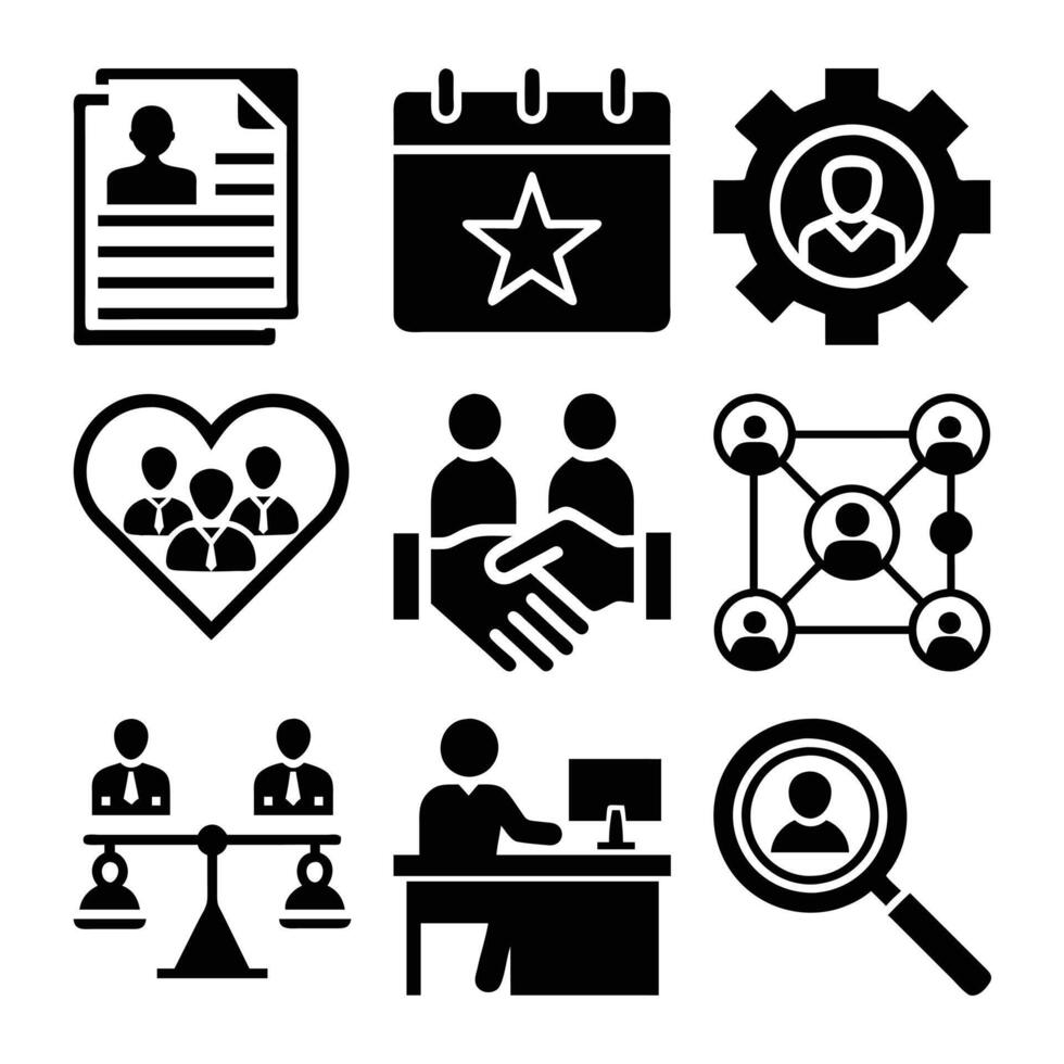 Set of Human Resources -HR Icons .Professional and Modern HR Illustrations vector